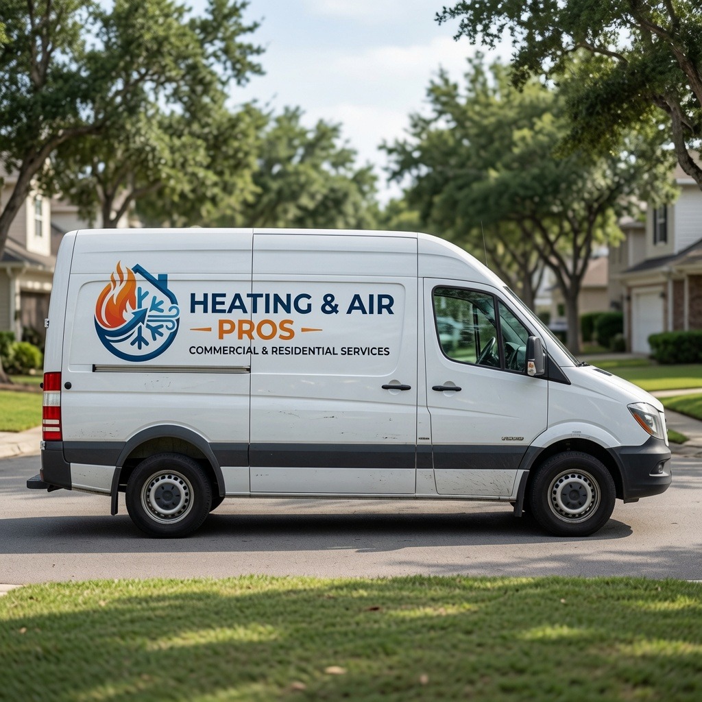 Local heating and air service van serving Pleasant Grove